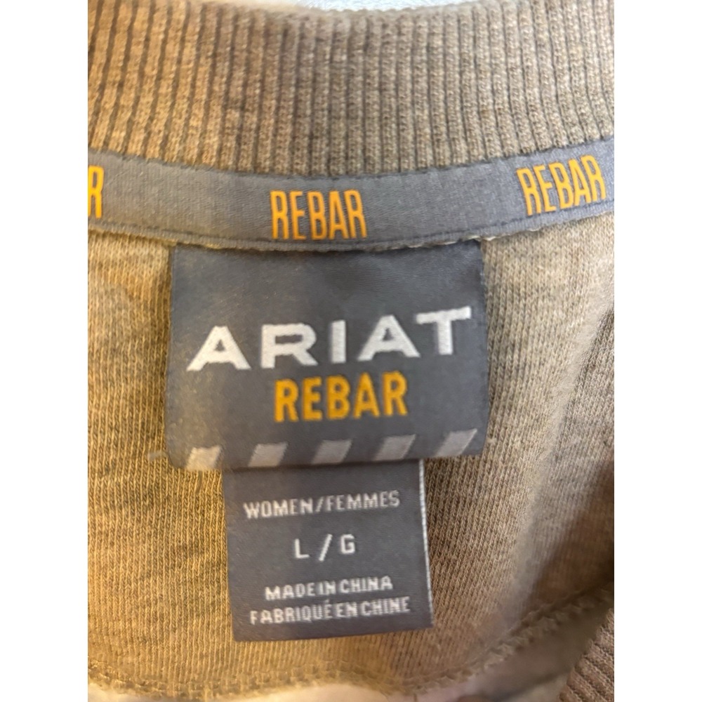 ARIAT Rebar Workman Washed Sweatshirt Ladies Large Zip Pocket Brown Size Large - Picture 4 of 9